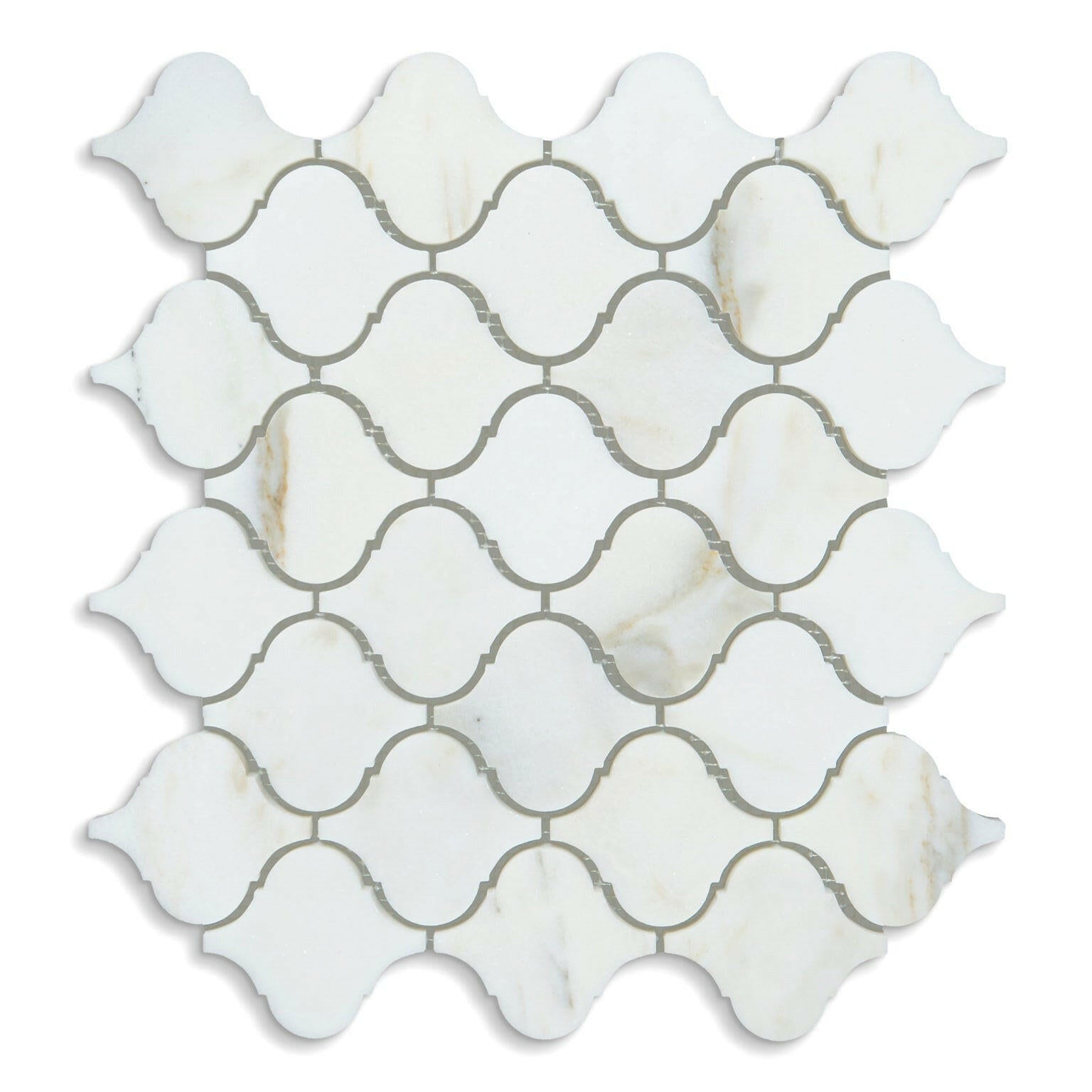 Calacatta Oliva Marble Honed 3" Lantern Arabesque Mosaic Tile-Marble Mosaic-American Tile Depot