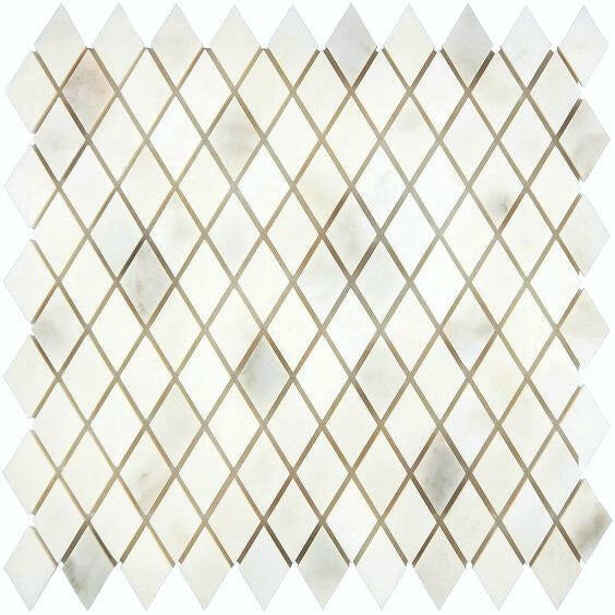 Calacatta Oliva Marble Honed Diamond Mosaic Tile-Marble Mosaic-American Tile Depot