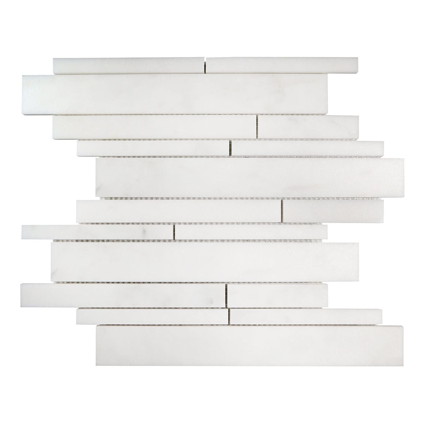 Calacatta Oliva Marble Honed Random Strip Diamond Mosaic Tile-Marble Mosaic-American Tile Depot