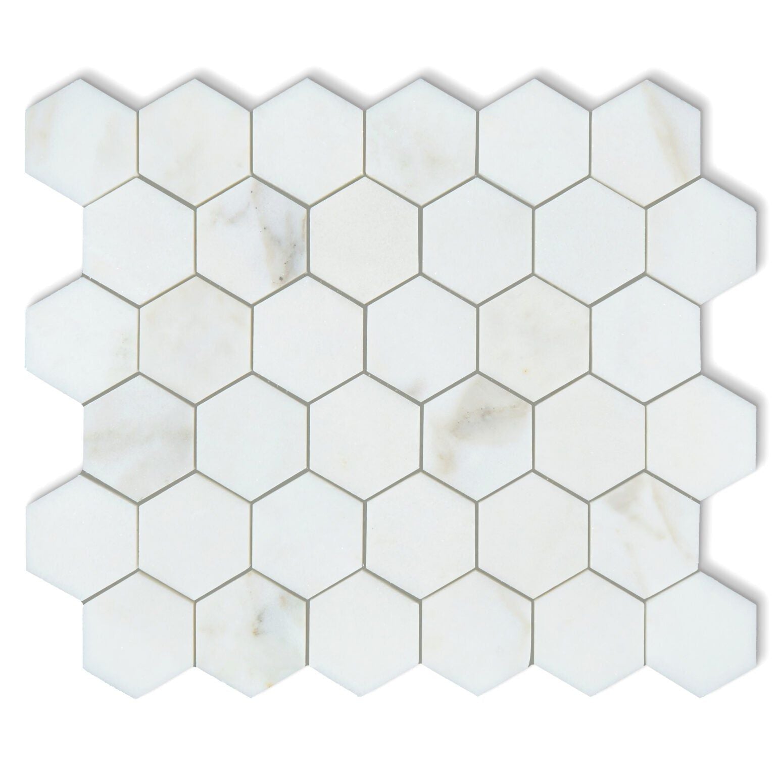 Calacatta Oliva Marble Polished 2" Hexagon Mosaic Tile-Marble Mosaic-American Tile Depot