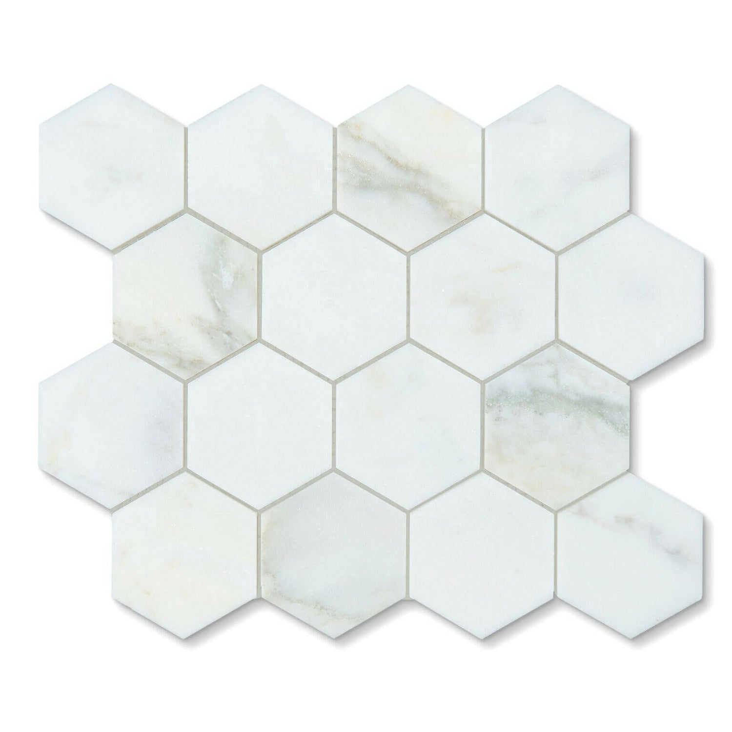 Calacatta Oliva Marble Polished 3" Hexagon Mosaic Tile-Marble Mosaic-American Tile Depot