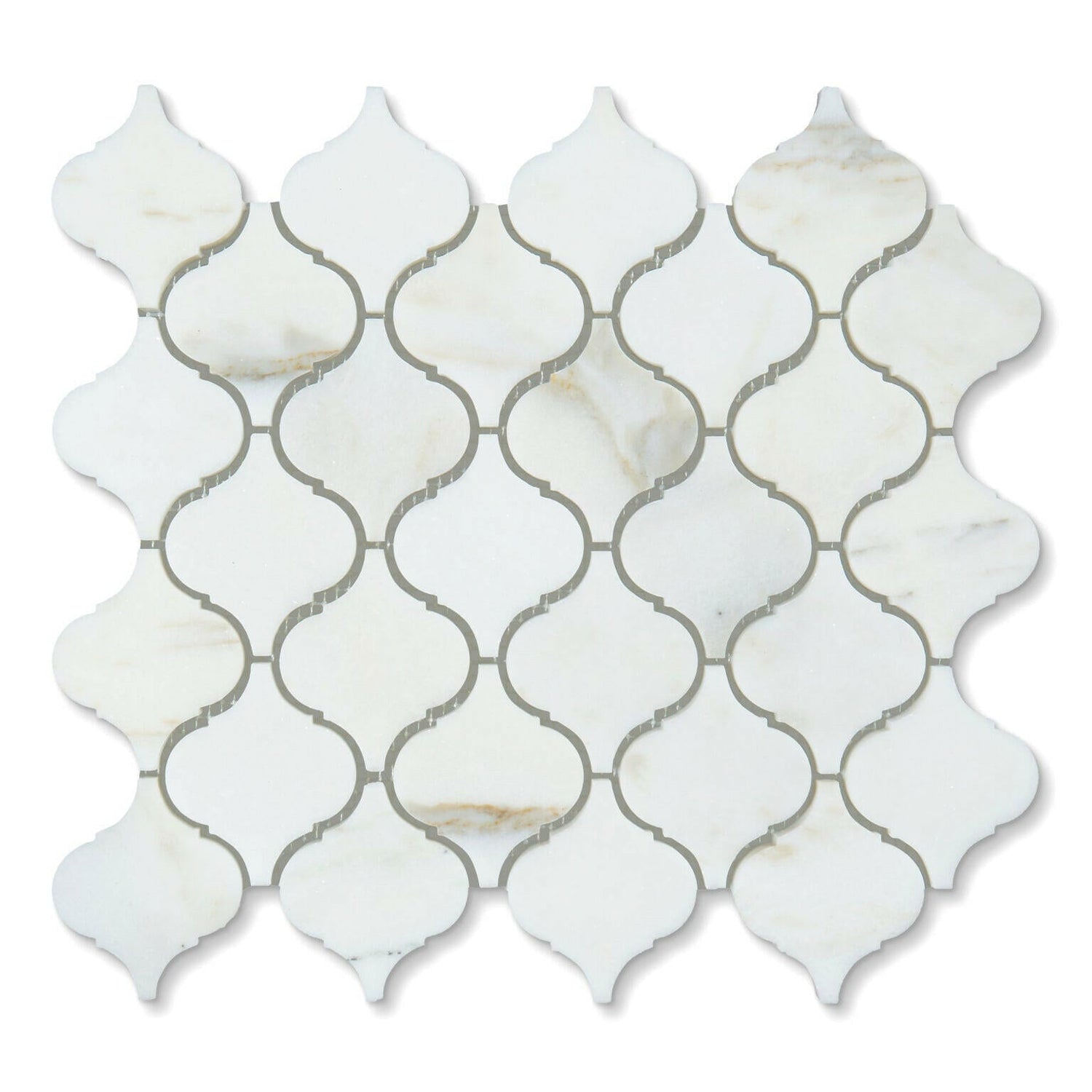 Calacatta Oliva Marble Polished 3" Lantern Arabesque Mosaic Tile-Marble Mosaic-American Tile Depot