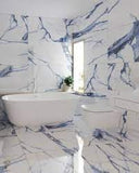 48 X 48 Calacatta Blue Matte Marble Look Porcelain Tile