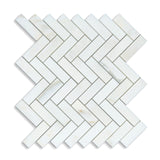 1 X 3 Calacatta Oliva Marble Honed Herringbone Mosaic Tile