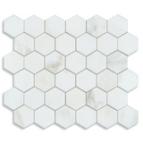 Calacatta Oliva Marble Honed 2" Hexagon Mosaic Tile