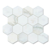 Calacatta Oliva Marble Polished 3" Hexagon Mosaic Tile