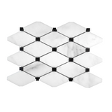 Calacatta Oliva Marble Polished Long Octave Mosaic Tile w/ Black Dots