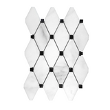 Calacatta Oliva Marble Polished Long Octave Mosaic Tile w/ Black Dots