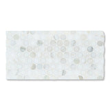 Calacatta Oliva Marble Honed Penny Round Mosaic Tile