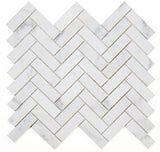 Herringbone Calacatta White Honed Marble Mosaic Tile