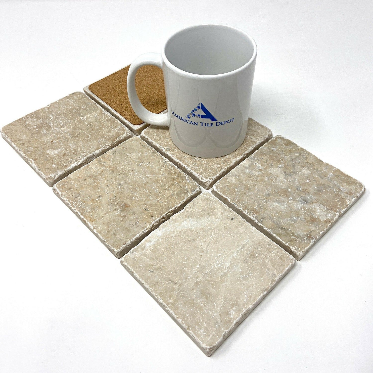 Cappuccino Marble Handmade Coasters - Set of 6-Marble Coasters-American Tile Depot