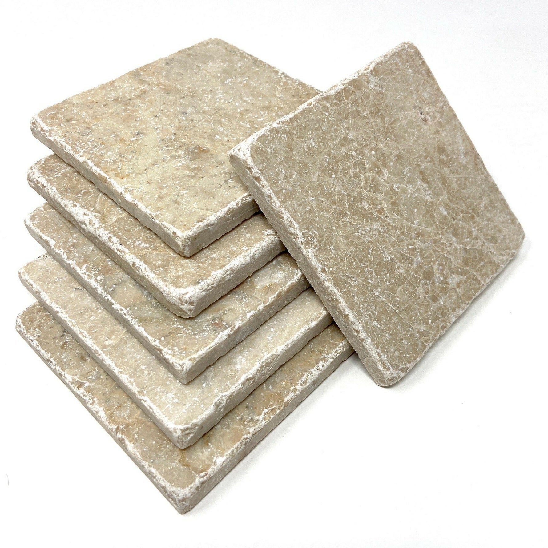 Cappuccino Marble Handmade Coasters - Set of 6-Marble Coasters-American Tile Depot