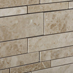 Cappuccino Marble Polished Random Strip Mosaic Tile-Marble Mosaic-American Tile Depot