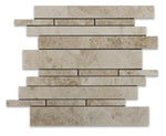 Cappuccino Marble Polished Random Strip Mosaic Tile-Marble Mosaic-American Tile Depot