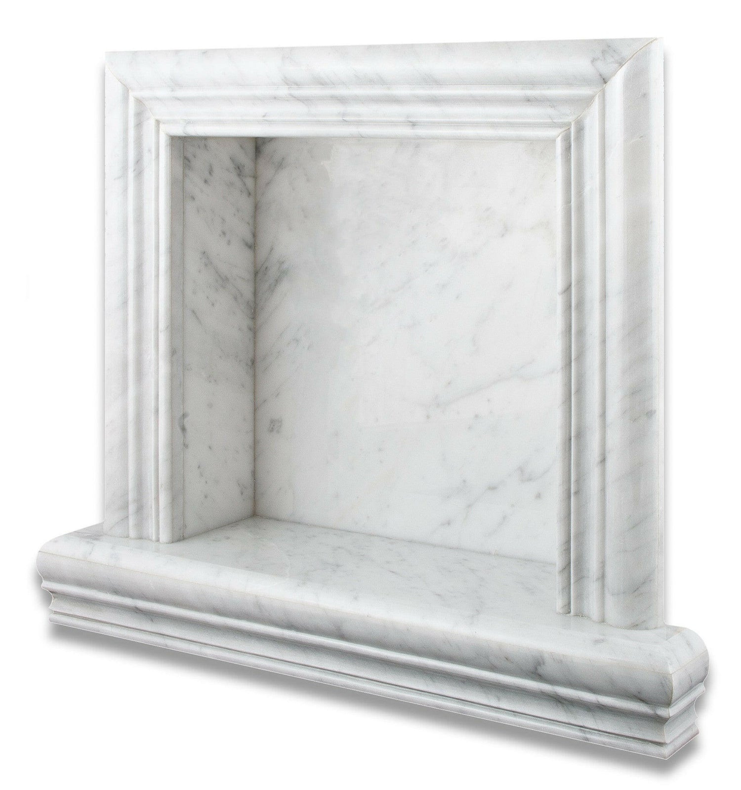 Carrara White Marble Hand-Made Custom Shampoo Niche / Shelf - SMALL - Honed-Accessories-American Tile Depot