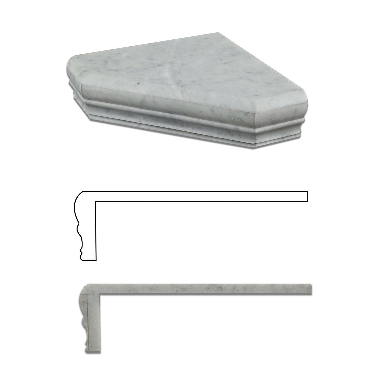 Carrara White Marble Hand-Made Custom Shower Corner Shelf - Honed-Accessories-American Tile Depot