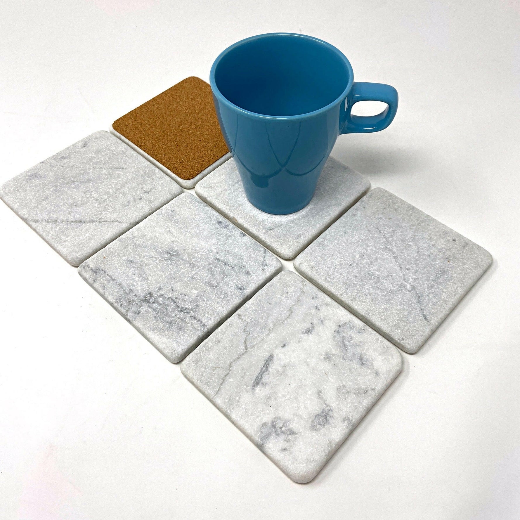 Carrara White Marble Handmade Coasters - Set of 4-Marble Coasters-American Tile Depot