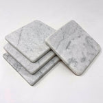 Carrara White Marble Handmade Coasters - Set of 6-Marble Coasters-American Tile Depot