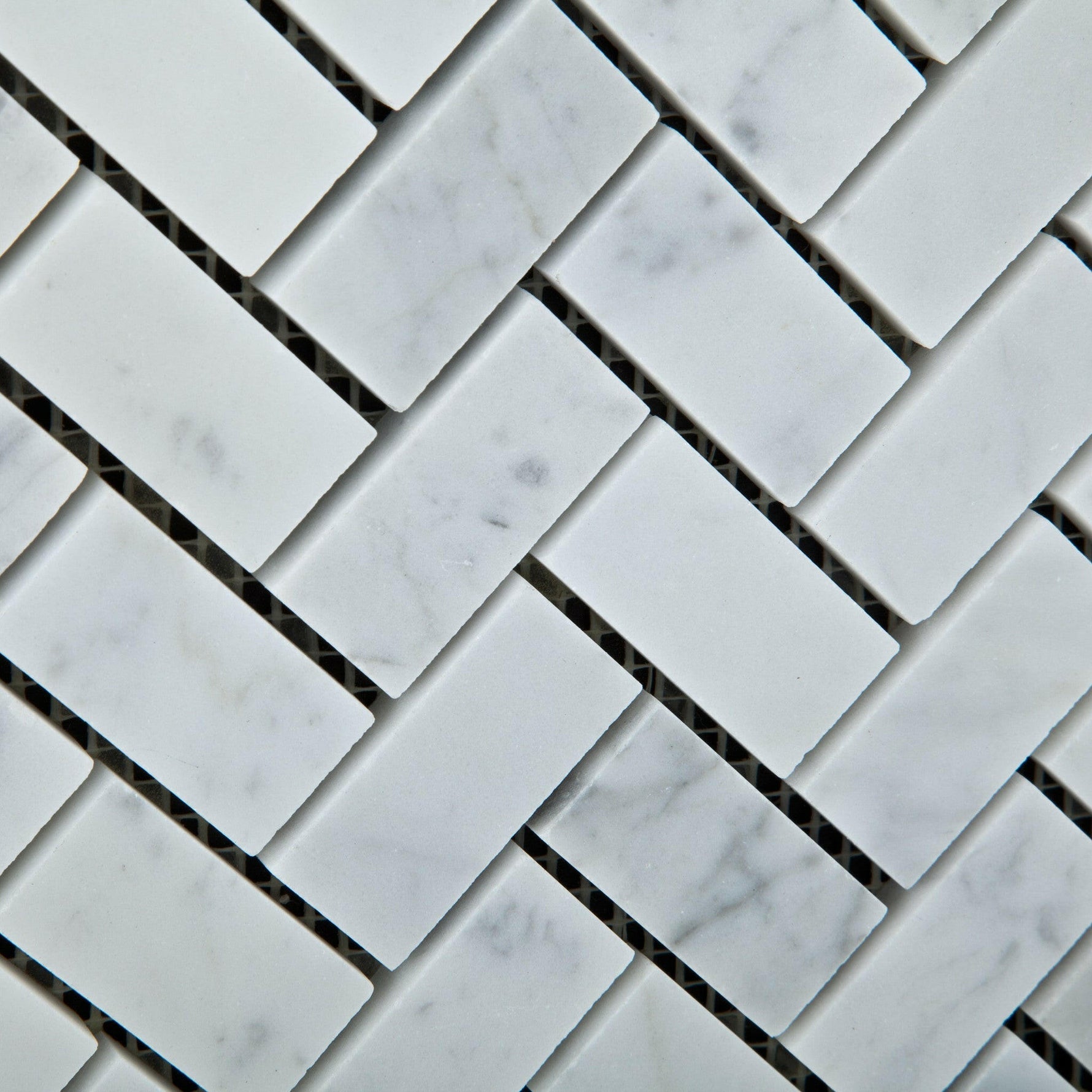 Carrara White Marble Honed 1 x 2 Herringbone Mosaic Tile-Marble Mosaic-American Tile Depot