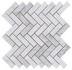 Carrara White Marble Honed 1 x 3 Herringbone Mosaic Tile-Marble Mosaic-American Tile Depot