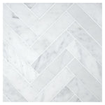 Carrara White Marble Honed 1.25 x 6 Herringbone Mosaic Tile-Marble Mosaic-American Tile Depot