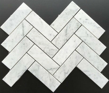 Carrara White Marble Honed 2 x 6 Herringbone Mosaic Tile-Marble Mosaic-American Tile Depot