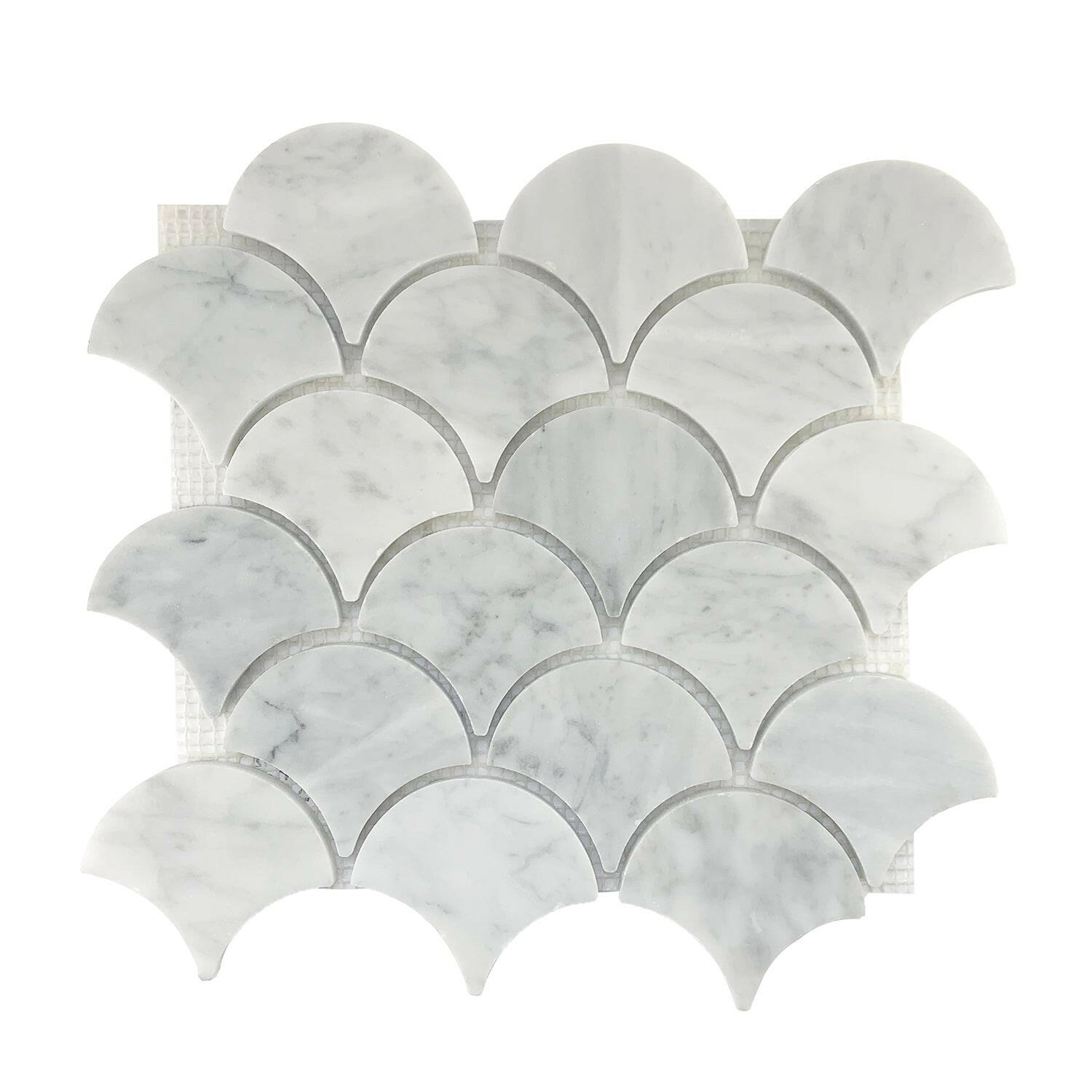 Carrara White Marble Honed 3" Fan Mosaic Tile-Marble Mosaic-American Tile Depot