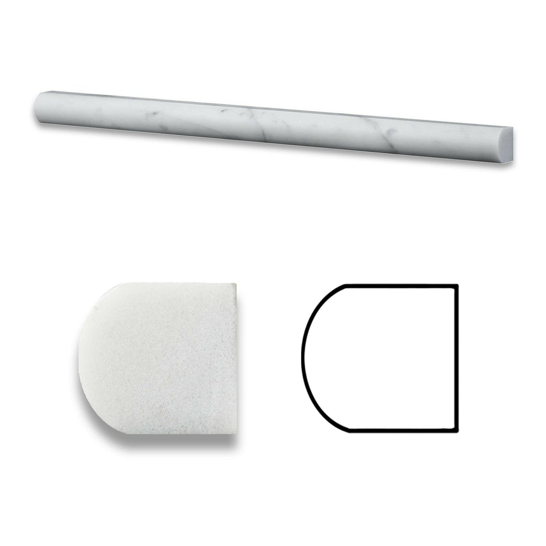 Carrara White Marble Honed 3/4 X 12 Bullnose Liner-Marble Molding/Trim-American Tile Depot