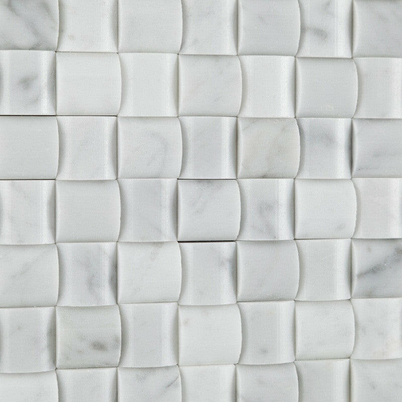 Carrara White Marble Honed 3D Small Bread Mosaic Tile-Marble Mosaic-American Tile Depot