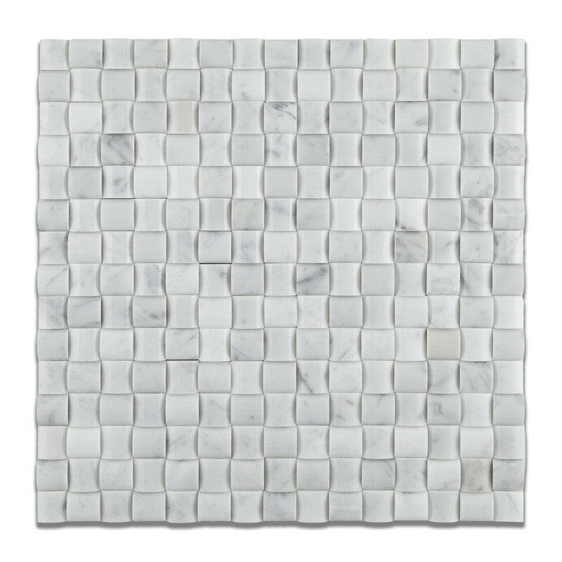 Carrara White Marble Honed 3D Small Bread Mosaic Tile-Marble Mosaic-American Tile Depot