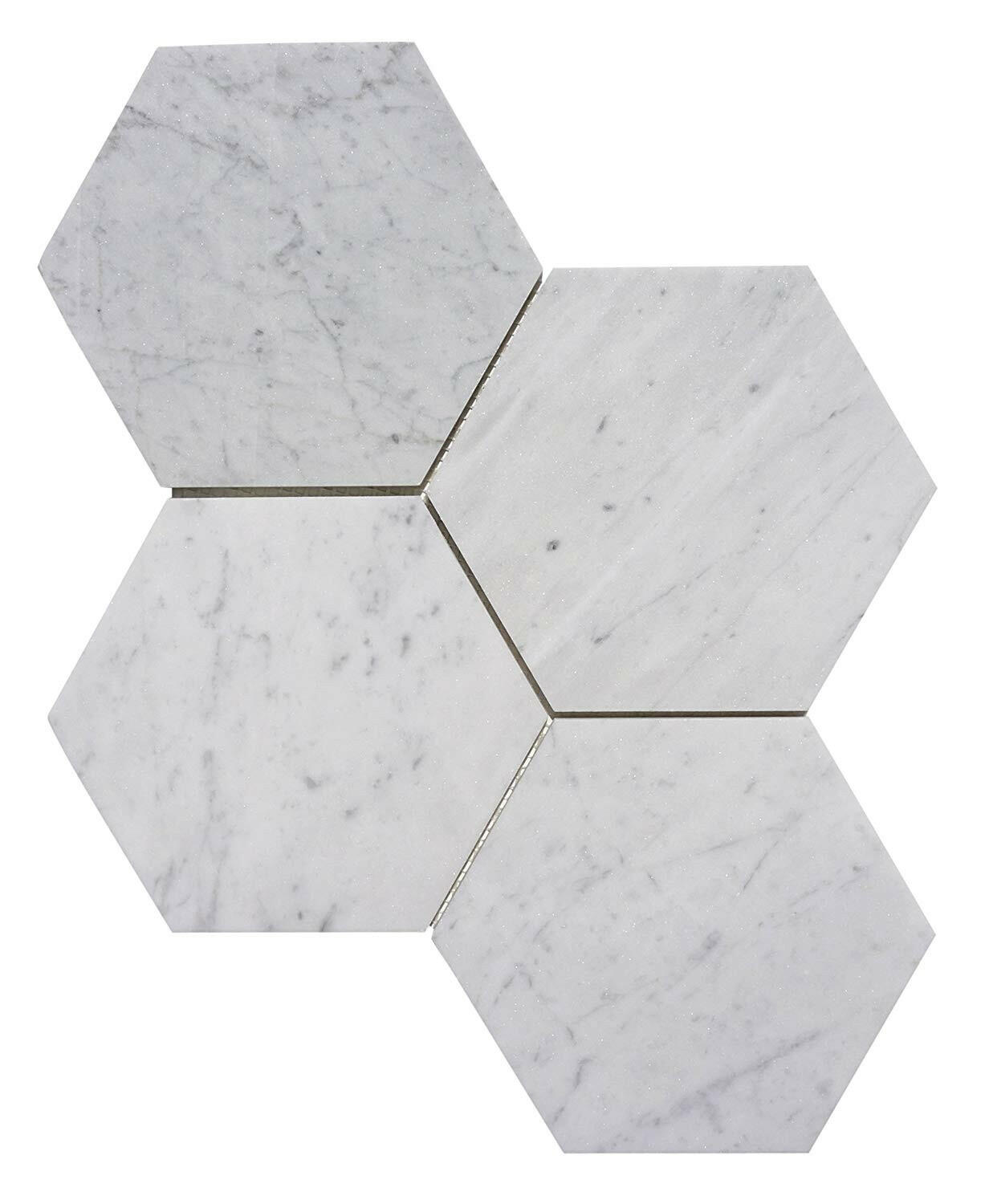 Carrara White Marble Honed 6" Hexagon Tile-Marble Tile-American Tile Depot