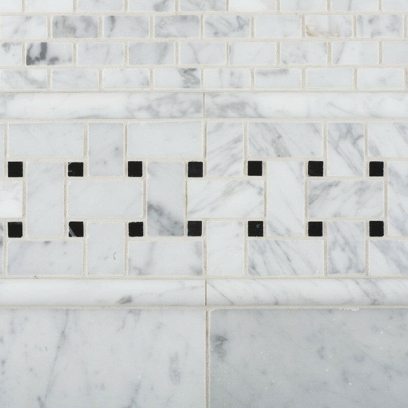 Carrara White Marble Honed Baby Brick Mosaic Tile-Marble Mosaic-American Tile Depot