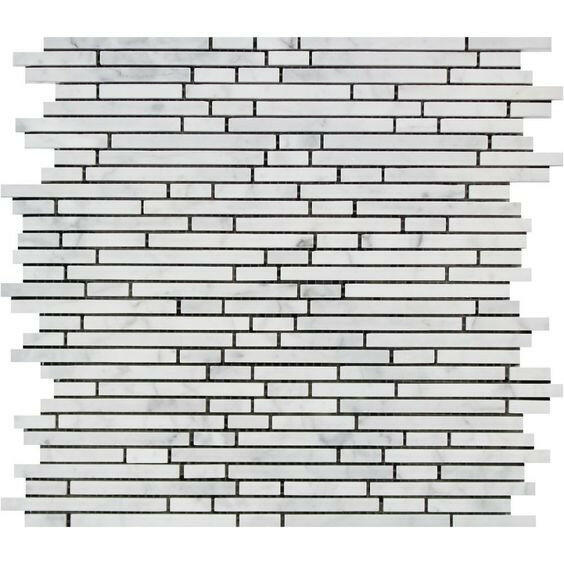 Carrara White Marble Honed Bamboo Sticks Mosaic ( Single-Color Carrara )-Marble Mosaic-American Tile Depot