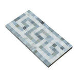 Carrara White Marble Honed Greek Key Border w / Blue Gray Dots-Marble Border-American Tile Depot