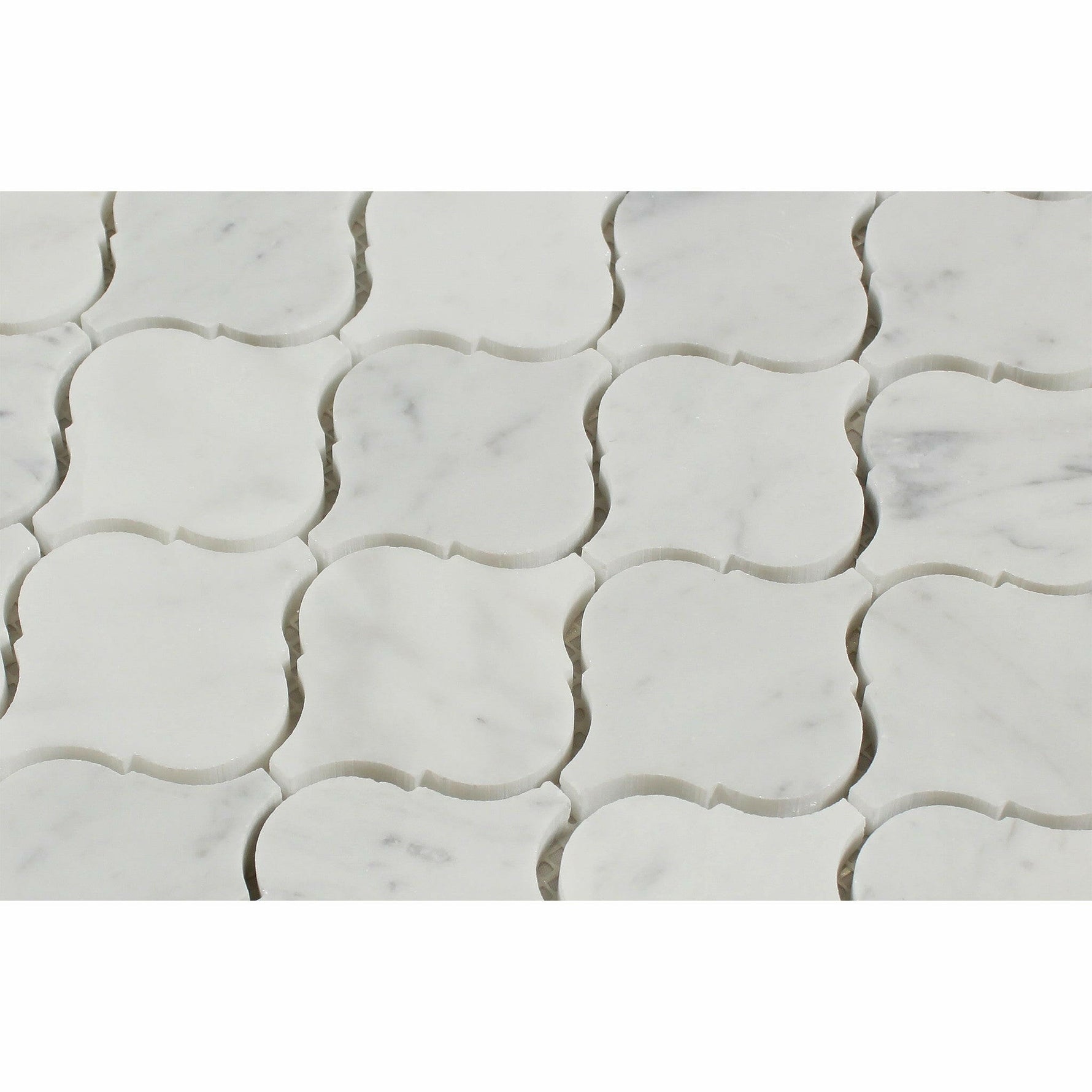 Carrara White Marble Honed Lantern Arabesque Mosaic Tile-Marble Mosaic-American Tile Depot