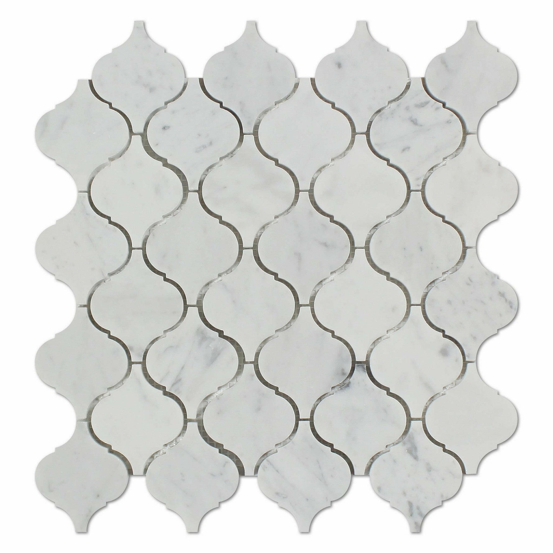 Carrara White Marble Honed Lantern Arabesque Mosaic Tile-Marble Mosaic-American Tile Depot