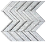 Carrara White Marble Honed Large Chevron Mosaic Tile w / Carrara Strips-Marble Mosaic-American Tile Depot