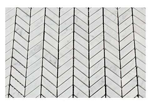 Carrara White Marble Honed Mini Chevron Mosaic Tile-Marble Mosaic-American Tile Depot