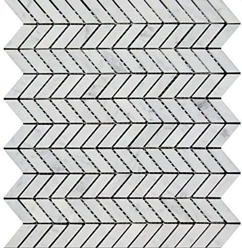 Carrara White Marble Honed Mini Chevron Mosaic Tile-Marble Mosaic-American Tile Depot