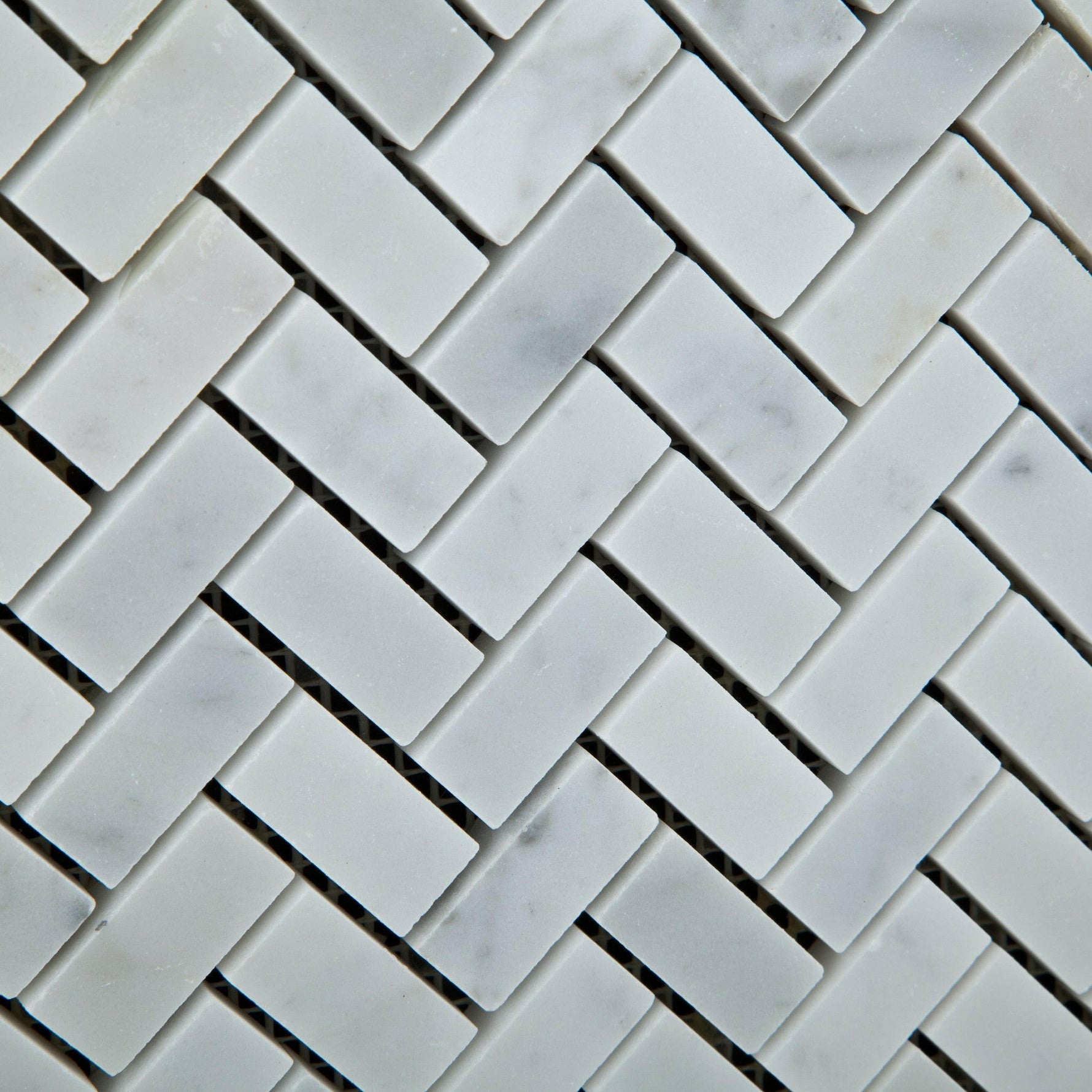 Carrara White Marble Honed Mini Herringbone Mosaic Tile-Marble Mosaic-American Tile Depot