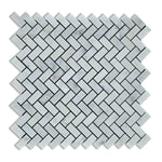 Carrara White Marble Honed Mini Herringbone Mosaic Tile-Marble Mosaic-American Tile Depot