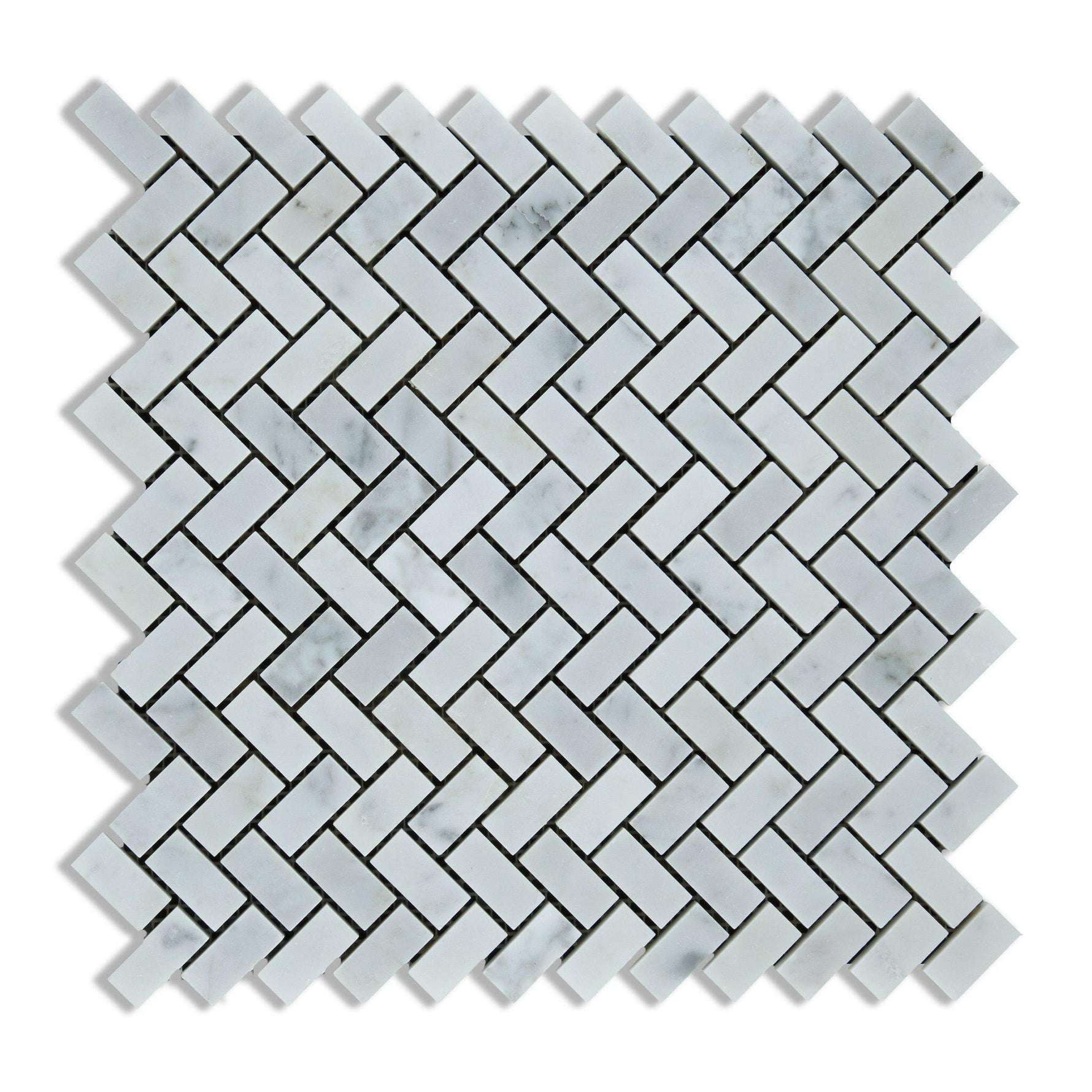 Carrara White Marble Honed Mini Herringbone Mosaic Tile-Marble Mosaic-American Tile Depot