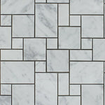 Carrara White Marble Honed Mini Versailles Mosaic Tile-Marble Mosaic-American Tile Depot