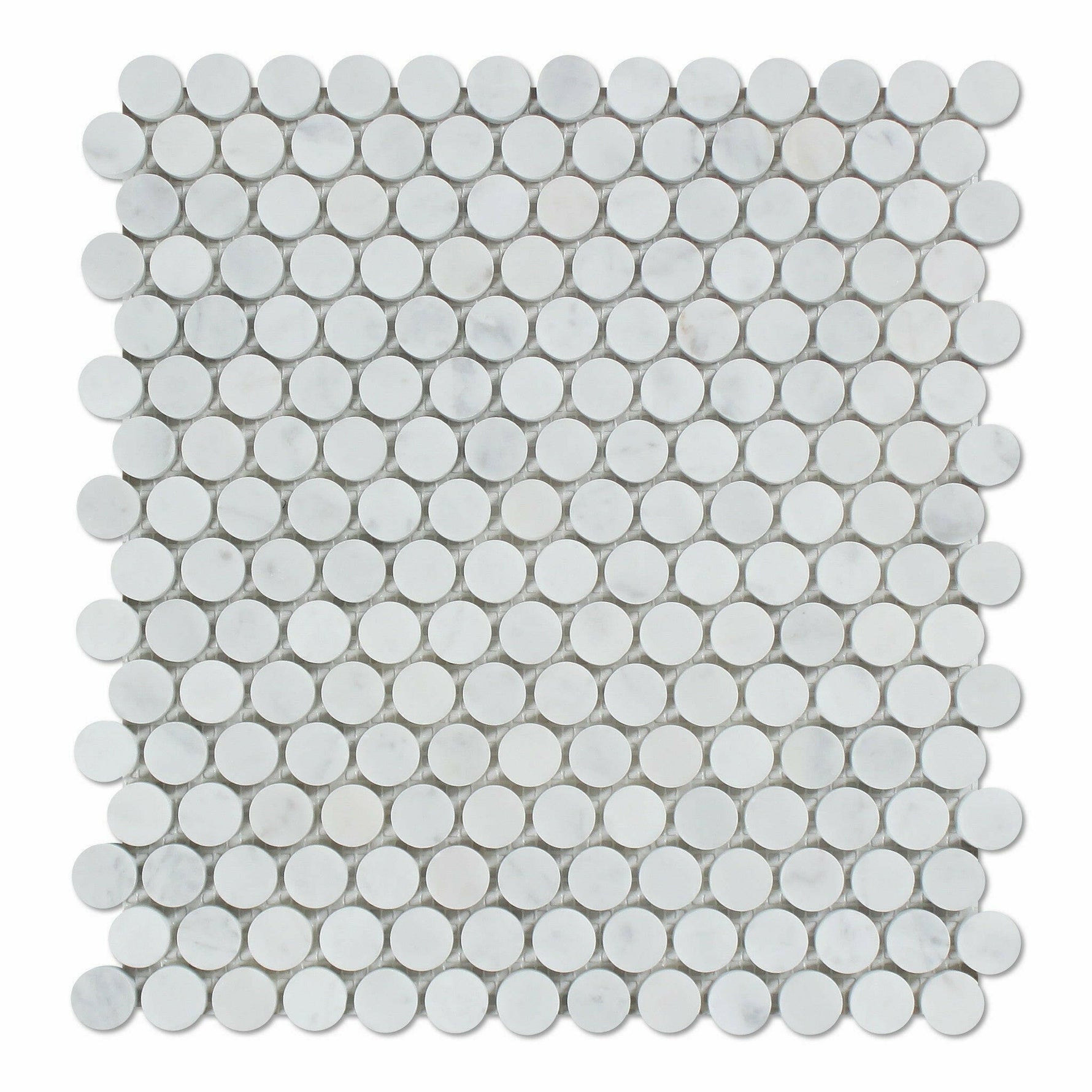 Carrara White Marble Honed Penny Round Mosaic Tile-Marble Mosaic-American Tile Depot