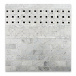 Carrara White Marble Honed Pinwheel Mosaic Tile w/ Black Dots-Marble Mosaic-American Tile Depot