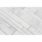 Carrara White Marble Honed Random Strip Mosaic Tile-Marble Mosaic-American Tile Depot