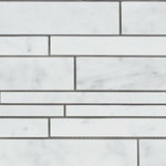 Carrara White Marble Honed Random Strip Mosaic Tile-Marble Mosaic-American Tile Depot