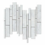 Carrara White Marble Honed Random Strip Mosaic Tile-Marble Mosaic-American Tile Depot