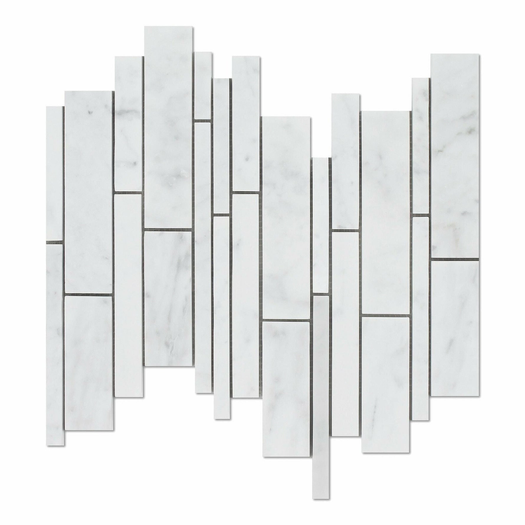 Carrara White Marble Honed Random Strip Mosaic Tile-Marble Mosaic-American Tile Depot