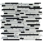 Carrara White Marble Honed Tricolor Bamboo Sticks Mosaic (Carrara + Thassos + Black )-Marble Mosaic-American Tile Depot